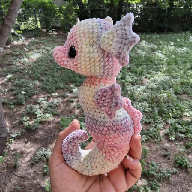 Crocheted seahorse amigurumi toy