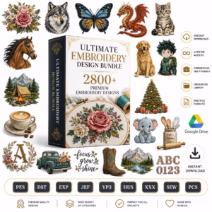 e1 Ultimate Embroidery Design Bundle – 2,800+ Designs