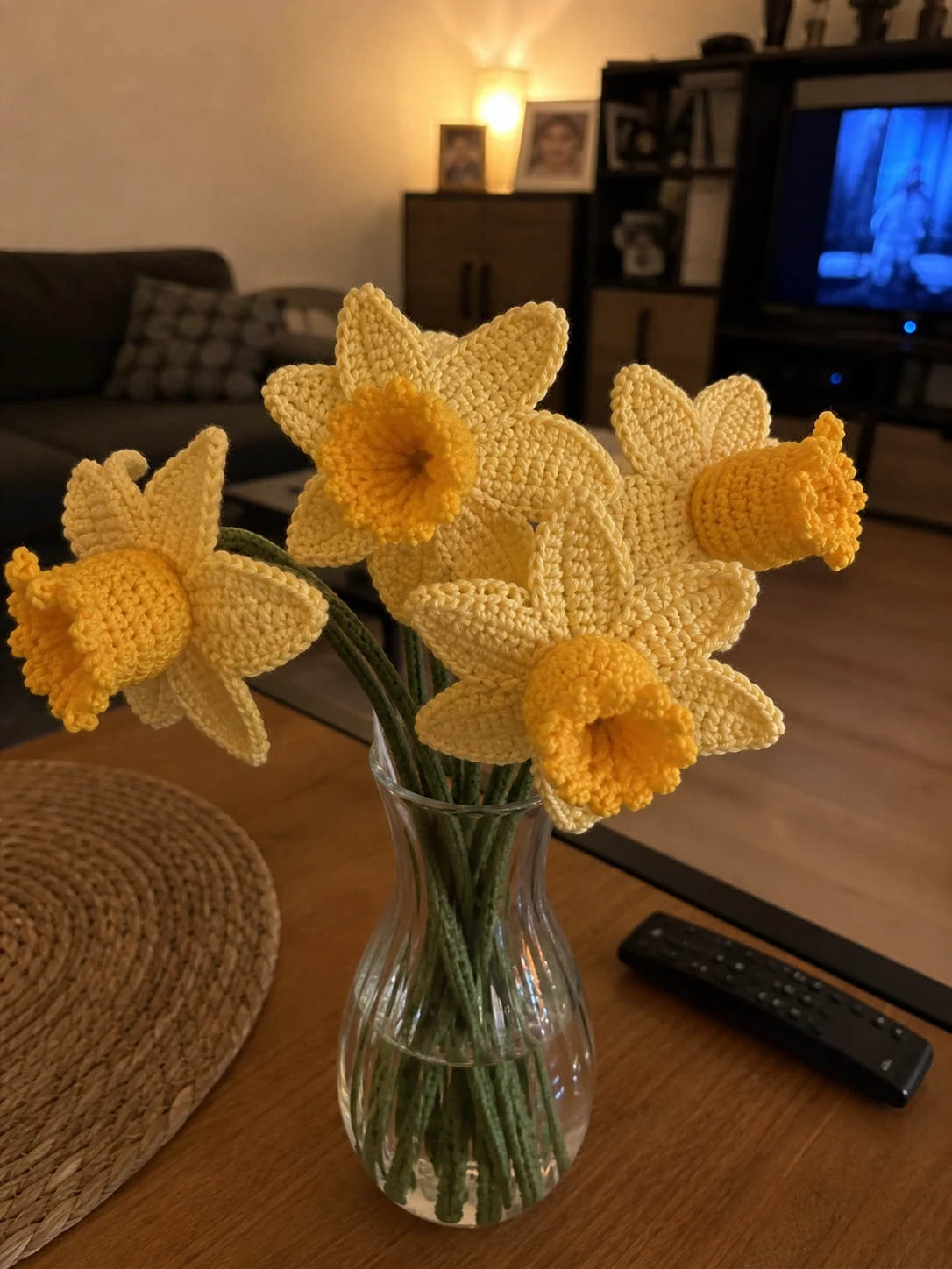 Textured crocheted bloom with raised petal edges