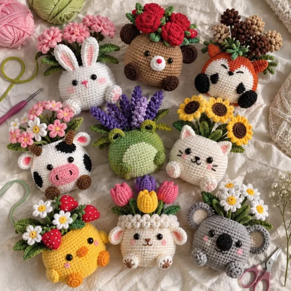 9-in-1 Critter Planter Pots Crochet Pattern Bundle – preview 4