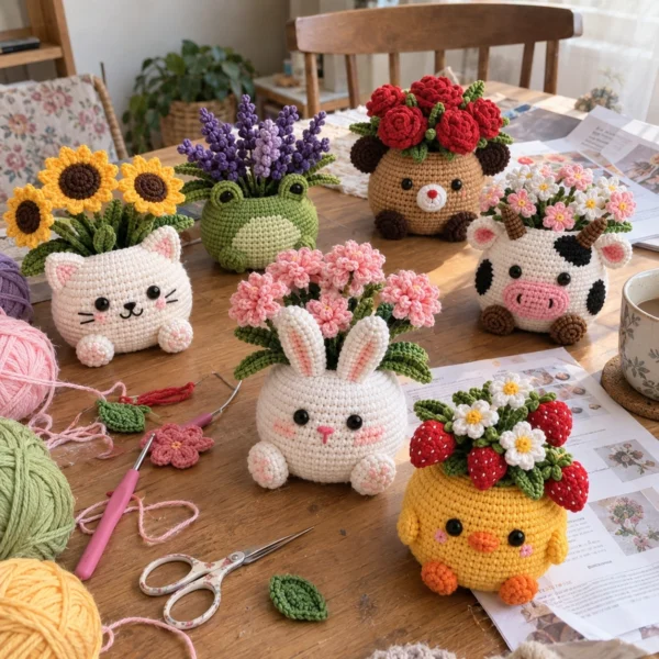 9-in-1 Critter Planter Pots Crochet Pattern Bundle – preview 2