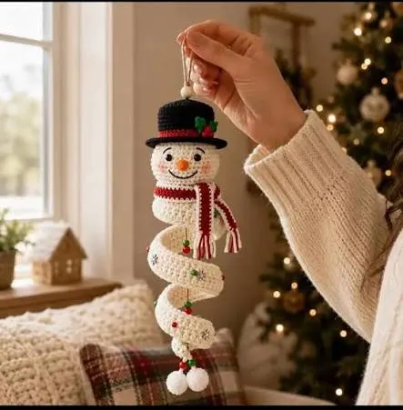 Crocheted spiral ornament with hanging beads