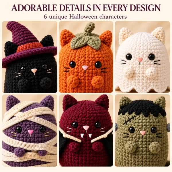6-in-1 Halloween Cat Crochet Pattern Bundle – preview 5