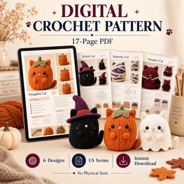 6-in-1 Halloween Cat Crochet Pattern Bundle – preview 6