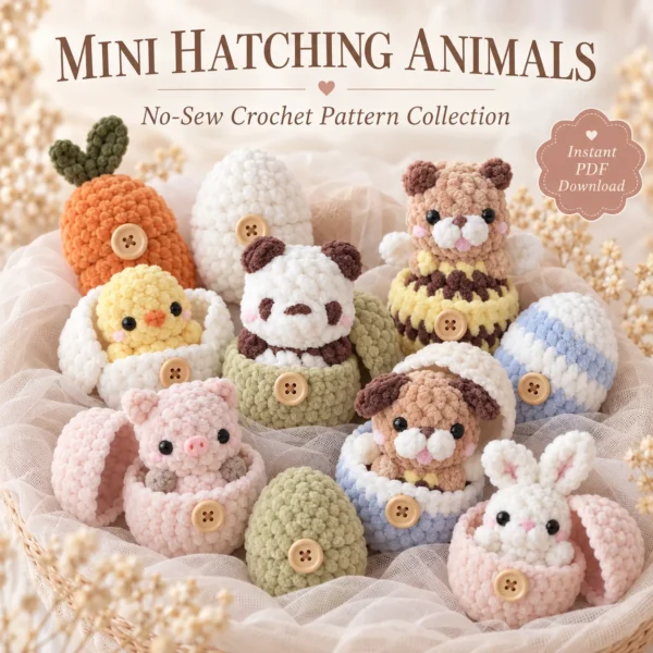 rq5gpc41duiznoxiqana 7-in-1 Hatching Mini Animals Crochet Pattern Bundle