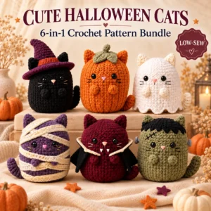 6-in-1 Halloween Cat Crochet Pattern Bundle