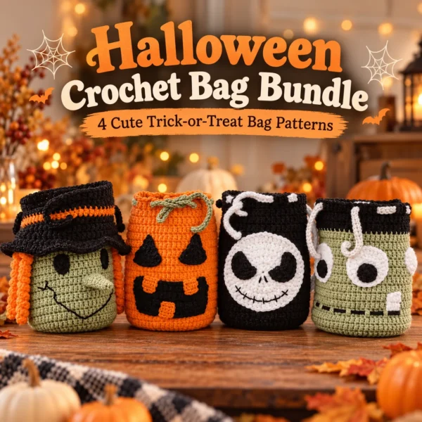 02fa0798-e9ab-4564-b52c-5d91530163e9 4-in-1 Halloween Crochet Trick-or-Treat Bag Pattern Bundle