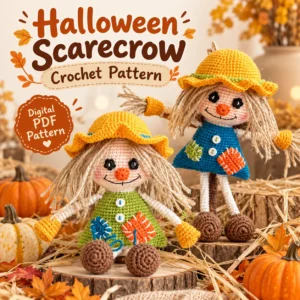 Cute Halloween Scarecrow Doll Crochet Pattern – Amigurumi PDF