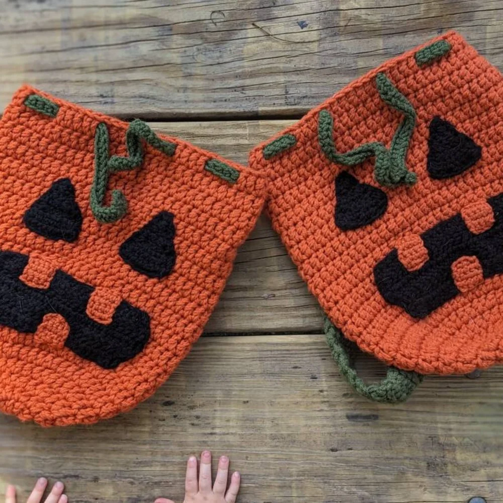 Handmade crochet Halloween candy bag