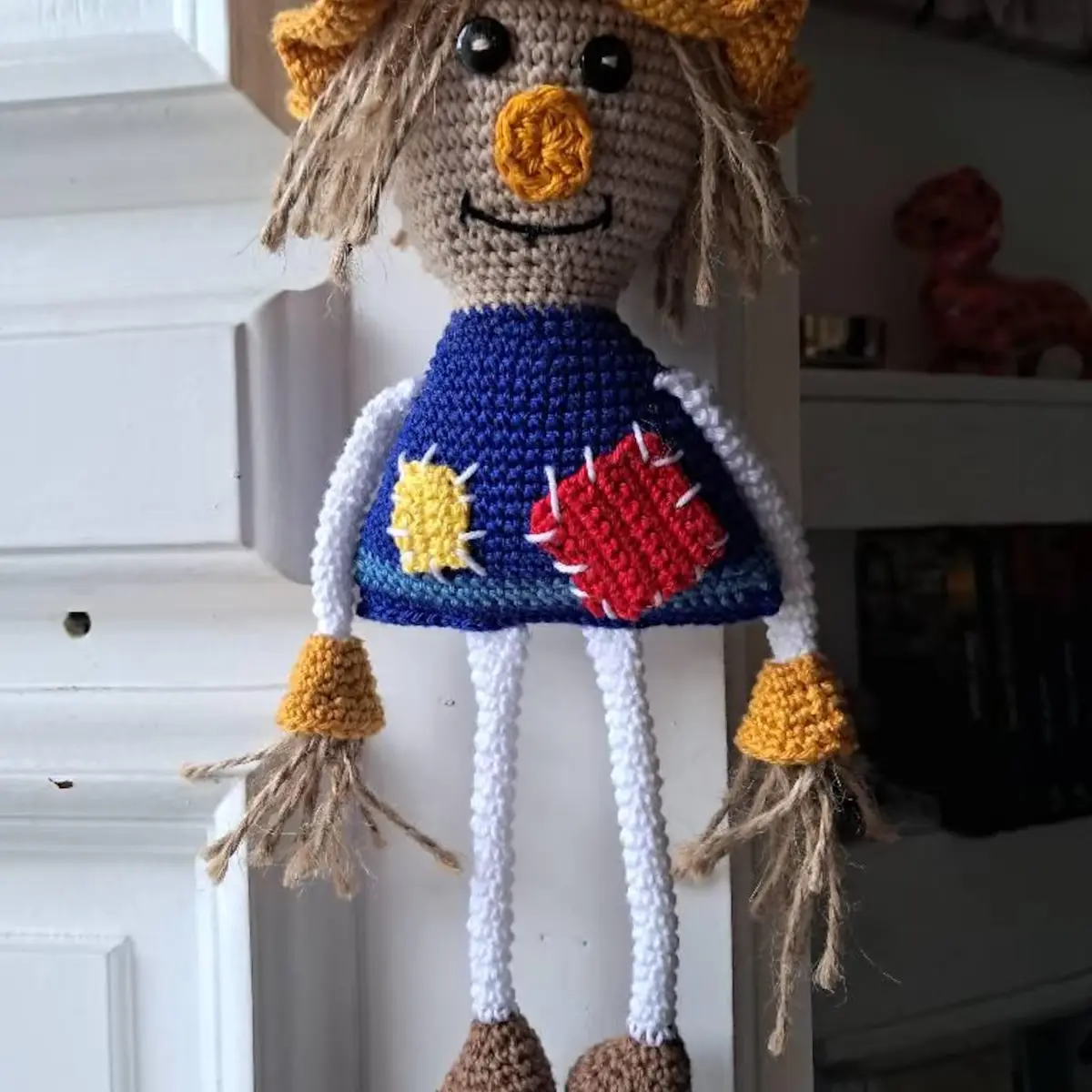 Finished handmade scarecrow crochet project